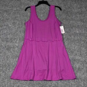 NWT Xersion Womens Large Athletic Dress Purple Quick-Dri Built-in Shorts Pockets